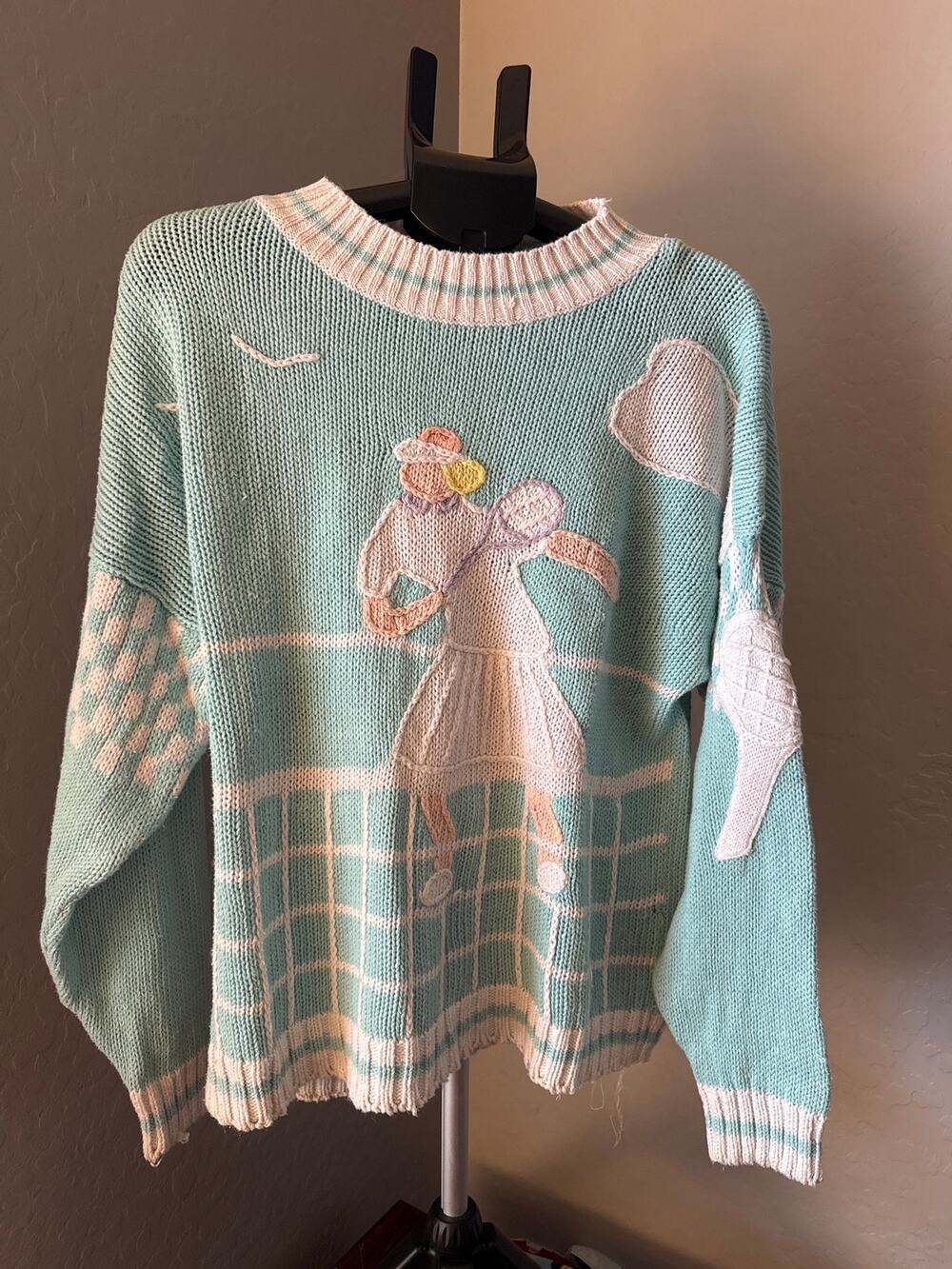 Vintage Chaus Sweater with Tennis Theme in Womenโs Size L